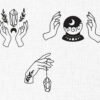 Celestial Moon hands Embroidery Design - 5 Sizes