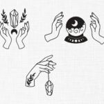 Celestial Moon hands Embroidery Design - 5 Sizes