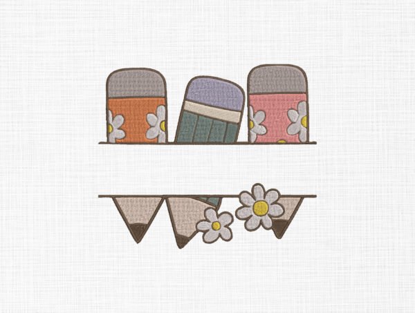 Pencils Monogram Embroidery Design - 5 Sizes