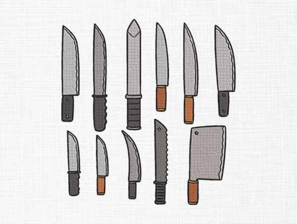 Knife Bundle Embroidery Design - 5 Sizes