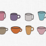Cup Bundle Embroidery Design - 5 Sizes