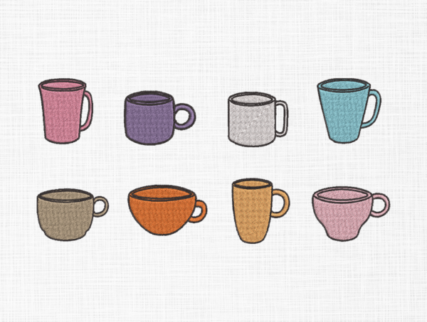 Cup Bundle Embroidery Design - 5 Sizes