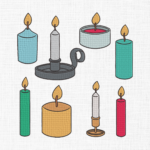Candles Bundle Embroidery Design - 5 Sizes