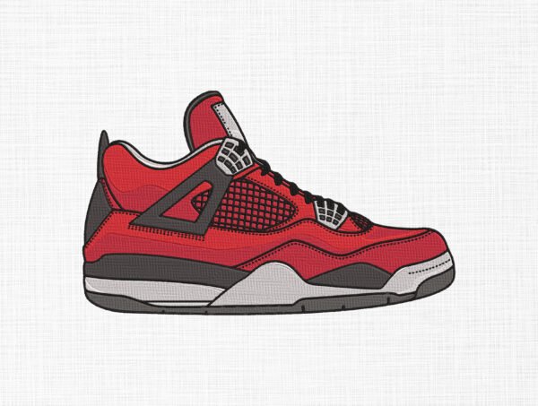 Red Sneaker Embroidery Design - 5 Sizes