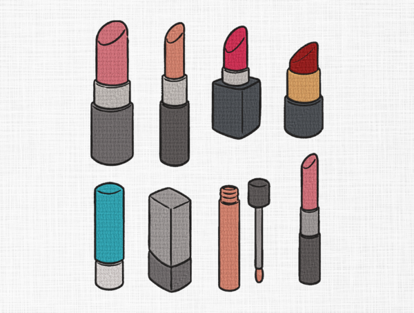Lipsticks Bundle Embroidery Design - 5 Sizes