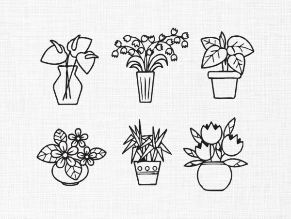 Silhouette Cactus Bundle Embroidery Design - 5 Sizes