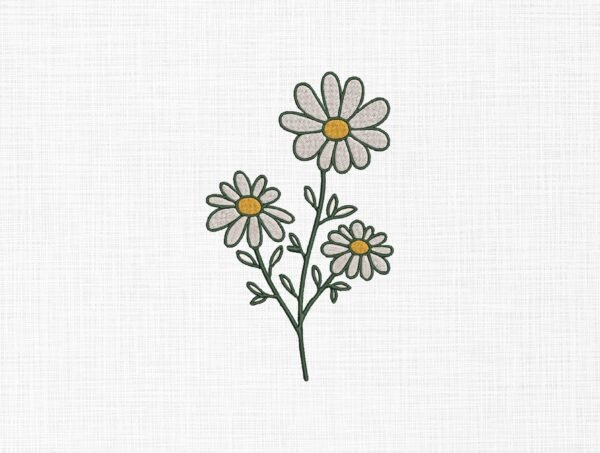 Daisy Flower Embroidery Design - 5 Sizes