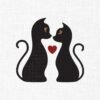 Couple Cats Heart Embroidery Design - 5 Sizes