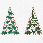 Christmas Dinosaurs Tree Embroidery Design - 5 Sizes