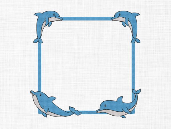 Dolphin Frame Embroidery Design - 5 Sizes