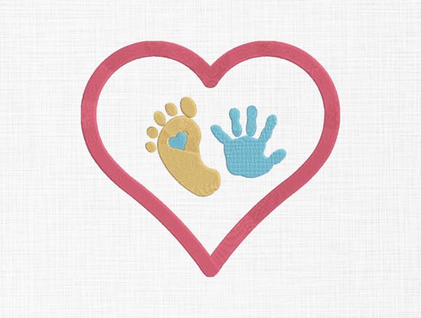 Baby Hand And Feet Embroidery Design - 5 Sizes