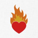 Flaming Heart Embroidery Design - 5 Sizes