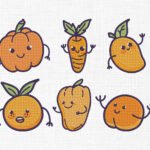 Cute Fruits Embroidery Design - 5 Sizes