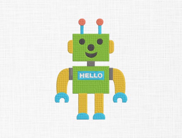 Robot Embroidery Design - 5 Sizes