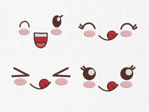 Cute Face Embroidery Design - 5 Sizes