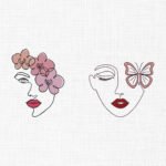 Women Face Embroidery Design - 5 Sizes