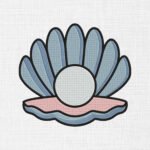 Pearl in Shell Embroidery Design - 5 Sizes
