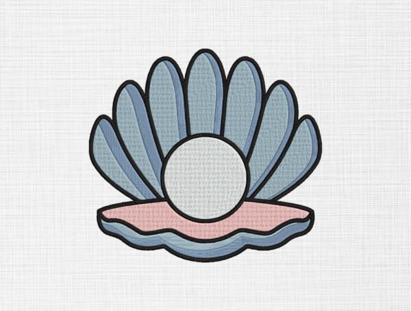 Pearl in Shell Embroidery Design - 5 Sizes