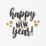 Happy New Year With Stars Embroidery Design - 5 Sizes