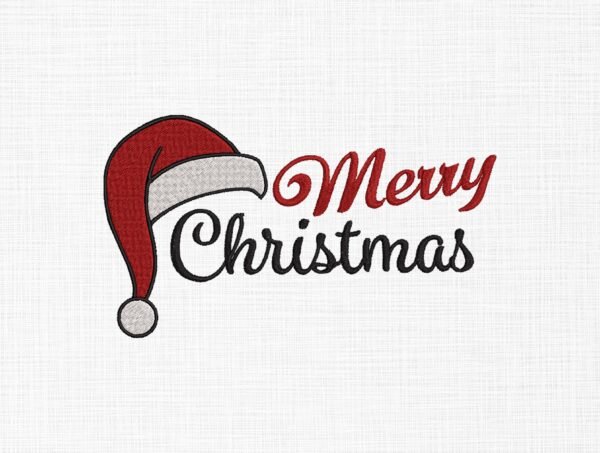 Merry Christmas Embroidery Design - 5 Sizes