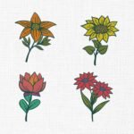 Flower Bundle Embroidery Design - 5 Sizes