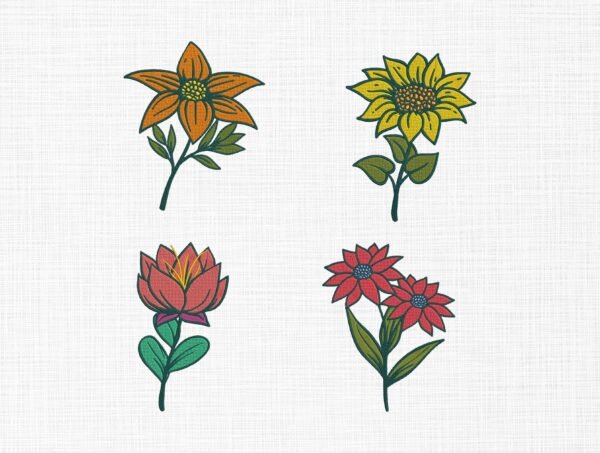 Flower Bundle Embroidery Design - 5 Sizes
