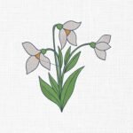 Snowdrop Flower Embroidery Design - 5 Sizes