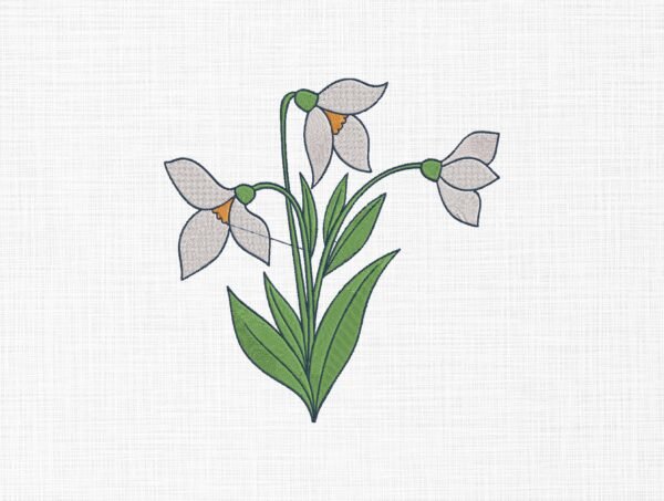 Snowdrop Flower Embroidery Design - 5 Sizes