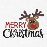 Merry Christmas Reindeer Antlers Embroidery Design - 5 Sizes