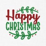 Happy Christmas Embroidery Design - 5 Sizes