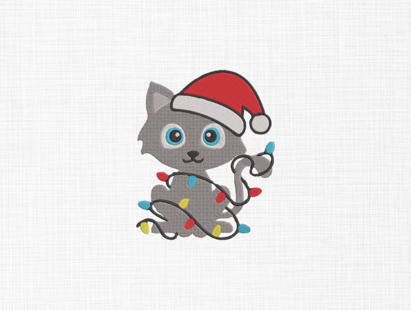 Christmas Cat Embroidery Design - 5 Sizes
