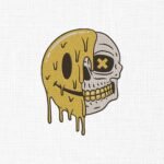 Melting Skeleton Face Embroidery Design - 5 Sizes