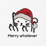 Merry Whatever Cat Embroidery Design - 5 Sizes
