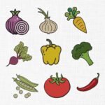 Vegetables Bundle Embroidery Design - 5 Sizes