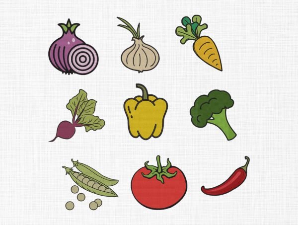 Vegetables Bundle Embroidery Design - 5 Sizes