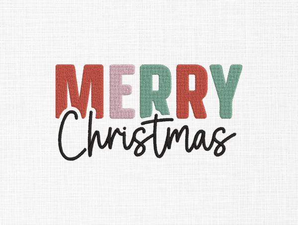 Merry Christmas Embroidery Design - 5 Sizes