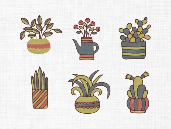 Cactus Plant Bundle Embroidery Design - 5 Sizes