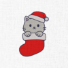 Cat in Christmas Socks Embroidery Design - 5 Sizes