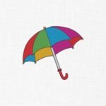 Colorful Umbrella Embroidery Design - 5 Sizes