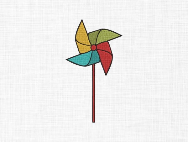 Colorful Pinwheel Embroidery Design - 5 Sizes