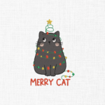 Christmas Cat in lights Embroidery Design - 5 Sizes