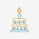 Cake Line Art Embroidery Design - 5 Sizes