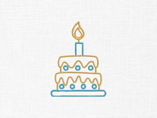 Cake Line Art Embroidery Design - 5 Sizes