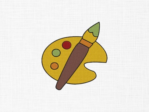 Painting Plate With Brush Embroidery Design - 5 Sizes