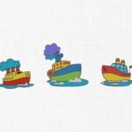 Cargo Ships Bundle Embroidery Design - 5 Sizes