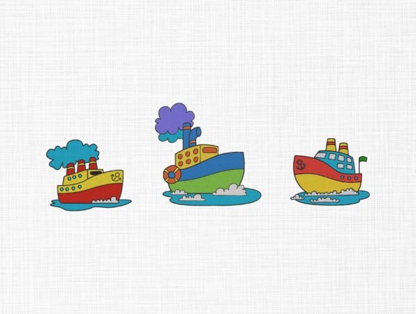 Cargo Ships Bundle Embroidery Design - 5 Sizes