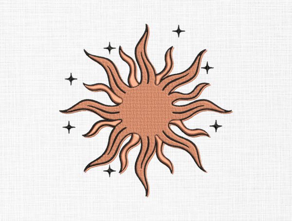 Boho Sun With Stars Embroidery Design - 5 Sizes