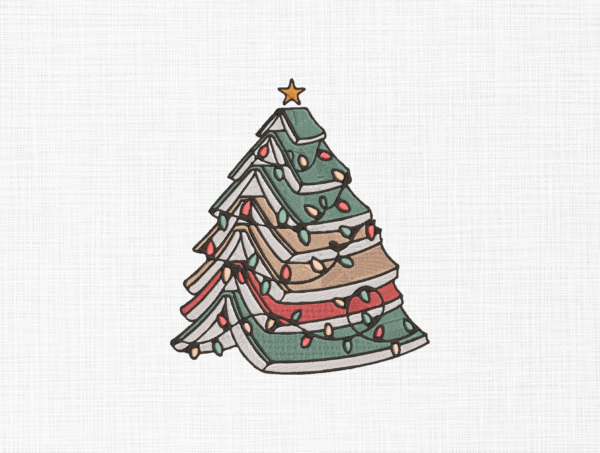 Christmas Books Embroidery Design - 5 Sizes