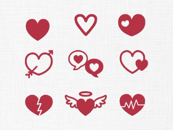 Hearts Bundle Embroidery Design - 5 Sizes