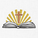 Bible with Cross Embroidery Design - 5 Sizes